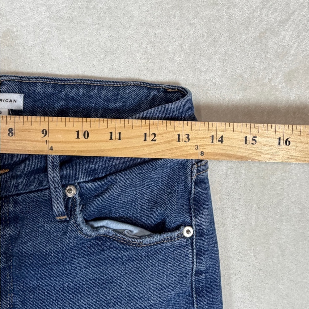 Good American Size 2 / 26 Distressed Hem Slim Dark Blue Ankle Jeans - Picture 8 of 10